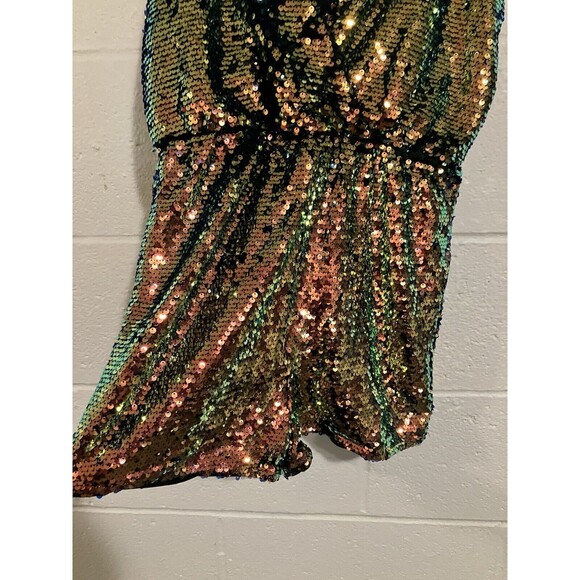 Sequin Gold party Romper Cami V Neck Size XS sleeveless - Picture 2 of 13